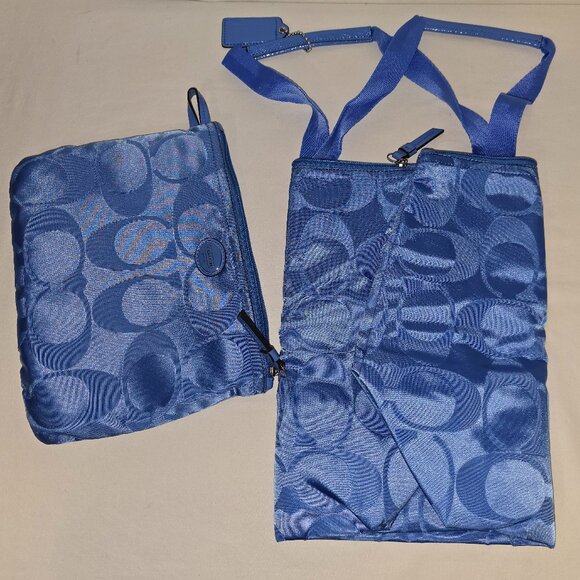 COACH Getaway Large Packable Blue Travel Weekender Tote With Zip Cosmetic Bag - Picture 6 of 15